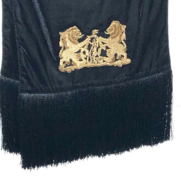 COPY - CLEVER CARRIAGE Velvet and Silk Fringe Wrap - Picture 1 of 3